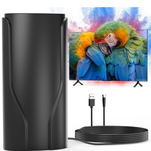 Black TV Signal Booster with USB Cable